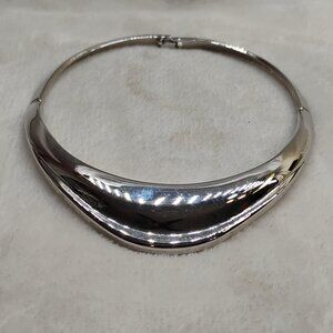 Vintage Monet Hinged Necklace Silver Tone Choker Style